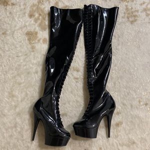 Thigh high lace up boots SOLD ON FB MARKETPLACE